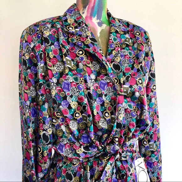 🦄VINTAGE 80s Jewel Tone Midi Skirt and Top Set - Picture 3 of 7